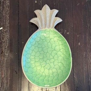Turquoise Pineapple Trinket Dish | Coastal Entryway Key Tray Tropical Home Decor
